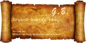 Gruics Boglárka névjegykártya